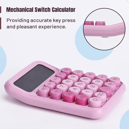 Mr. Pen- Mechanical Switch Calculator, 12 Digit Large LCD Display, Pink with Big Buttons, Mechanical Switch Calculator for Home, School, Office