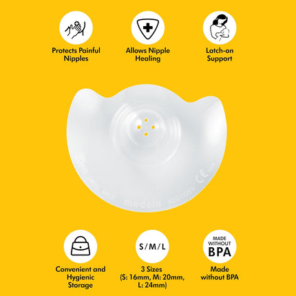Medela Contact Nipple Shields, Small 16mm, Food Grade Silicone | for Latching Difficulties During Breastfeeding, Flat or Inverted Nipples