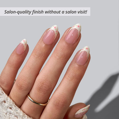 French Tip Press On Nails - Sunprint Dress Pink Short Almond Kit - photo 2