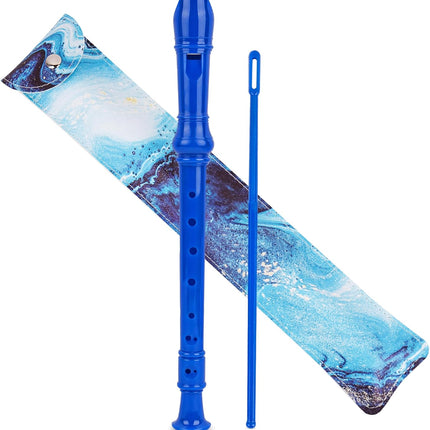 Recorder Instrument for Beginner Adults,8-Hole Soprano Descant Recorder Music Flute with with Cleaning Rod & Leather Case For Home Entertainment(2-Blue Quicksand)