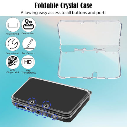 JDGPOKOO 5 in 1 Accessories Kit for Nintendo New 3DS, Carrying Case for New 3DS, Clear Shell Case, 2 Set Screen Protectors and Charging Cable Compatible with New Nintendo 3DS‌ ONLY