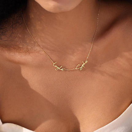 Elemtansy Mothers Day Custom Name Necklace for Women, Multiple Name Personalized 18K Gold Plated Handmade Family Necklace, Customized Jewelry Birthday Gift for Mom