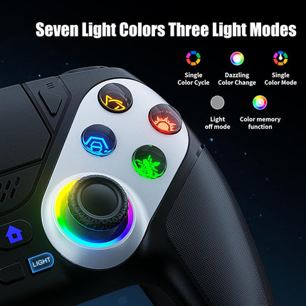 Gamrombo LED Wireless Controller for PS5, Compatible with PS5 Pro/Slim/PC, Dual Vibration, Macro/Turbo Function, 3.5mm Audio Jack, 6-Axis Motion Control Gamepad with Speaker