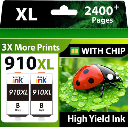 Starink 910 910XL Ink Cartridges for HP Printers Black Compatible for HP 910XL Ink Cartridges Combo Pack Works with HP OfficeJet Pro 8020 8025 8035 8028 8022 8010 8015(2 Black, 910XL Black Ink)