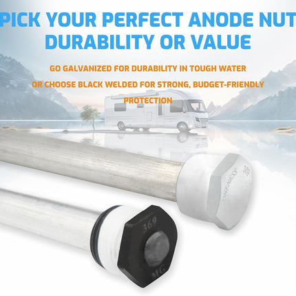 RV Water Heater Anode Rod - 2-Pack, 2 Years Warranty - 9.25" x 3/4" NPT - Premium Magnesium Anode Rod for hot water heater Rv, Long-Lasting Protection Suburban Anode Rod for Rv Water Heater
