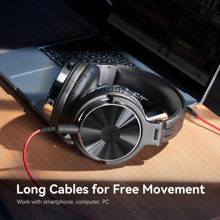 OneOdio Wired Over Ear Headphones Hi-Res Studio Monitor & Mixing DJ Stereo Headsets with 50mm Drivers and 1/4 to 3.5mm Jack for AMP Computer Recording Podcast Keyboard Guitar Laptop - Black