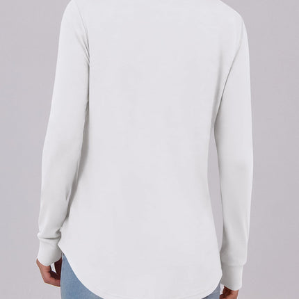 Camisas de otoño para mujer, top Henley de manga larga, blusa casual elegante