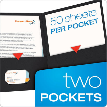 Black Twin-Pocket Letter Folders, Textured Paper, 100-Sheet Capacity, Box of 25 - photo 3