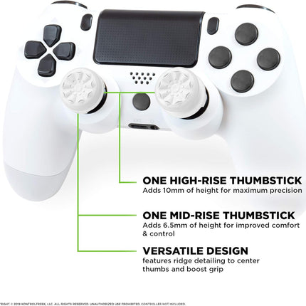 KontrolFreek FPS Freek Galaxy White for PlayStation 4 (PS4) and PlayStation 5 (PS5) | Performance Thumbsticks | 1 High-Rise, 1 Mid-Rise | White