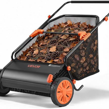 Push Lawn Sweeper 26 in Leaf & Grass Collector 7 cu. ft. Hopper Bag