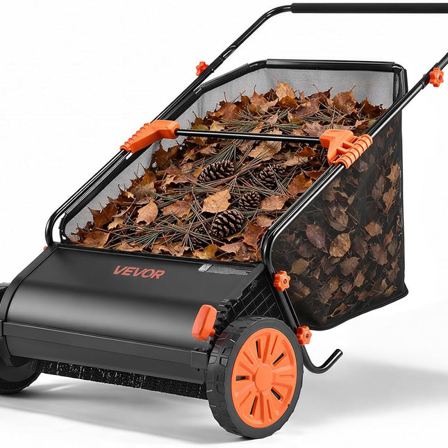 Push Lawn Sweeper 26 in Leaf & Grass Collector 7 cu. ft. Hopper Bag