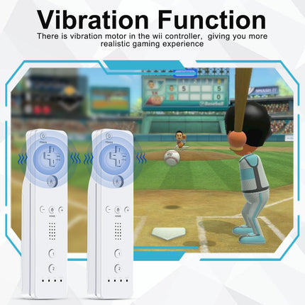 ADHJIE Wii Remote Controller, 2 Packs Wireless Controller Compatible with Wii/Wii U with Wrist Strap & Silicone Case, White