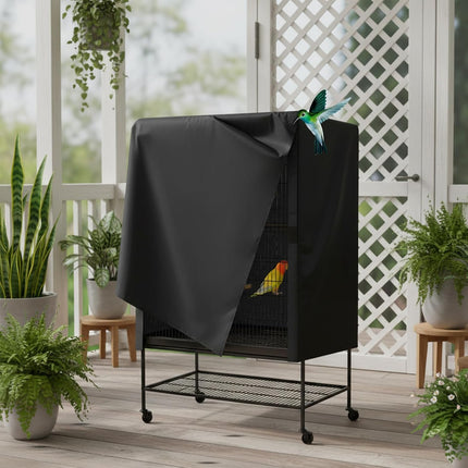 Bird Universal Pet Cage Cover, Pets Product Universal Birdcage Cover, Water-Proof Good Night Black-Out Birdcage Covers, for Parrot Parakeet Small Animal Sleeping, Black, 33L x 23W x 41H inches