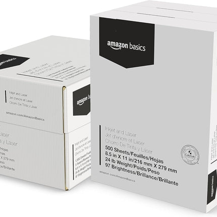 Amazon Basics Multipurpose Copy Printer Paper, 8.5 x 11 Inches, 24 lb Weight, 97 Bright White, 1500 Sheets (3 Packs of 500), for Inkjet and Laser