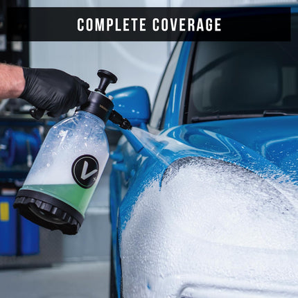 Premium Foam Pump Sprayer for Car Cleaning Kit and Car Detailing Kit, Foaming Spray Bottle with Trigger Lock, Adjustable Nozzle; Clear Canister with Level Indicators; 1.25L Working Capacity