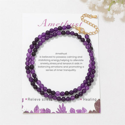 Crystal Necklaces for Women 4mm Handmade Natural Stone Choker Beaded Necklace Healing Crystal Necklace Gemstone Necklace Crystal Bead Necklace for Women