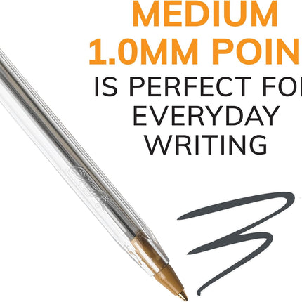 BIC Cristal Xtra Smooth Black Ballpoint Pens, Medium Point (1.0mm), 24-Count Pack, Extra Smooth and Reliable Ballpoint Pens