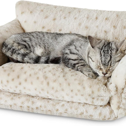 Hollypet Cat Bed Fluffy Plush Mutifuctional Double-Layer Soft Pet Couch Orthopedic Sofa Nest Beds for Small Cats and Dogs, Leopard (21x15x8 inch)