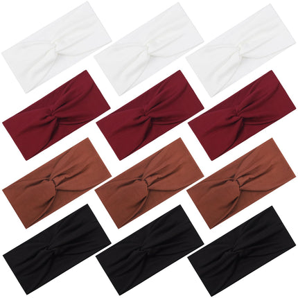 12 Pcs Stretchy Headbands for Women, Absorbed Sport Headband