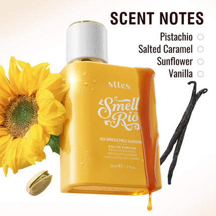 Sttes Smell Rio 02 Irresistible Sunshine Eau de Parfum, 50ml / 1.7 fl oz Perfume for Women, Gourmand Floral Scent with Pistachio, Almond, Heliotrope, Jasmine, Vanilla, Salted Caramel & Sandalwood