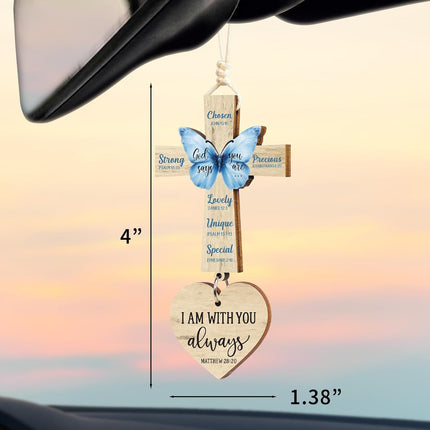 Cross for Car Mirror Hanging, Rear View Mirror Accessories - Scan Phone for Daily Bible Verse, Christian Car Accessories Charm, Jesus, Easter, Religious, Christian Gifts for Men, Women