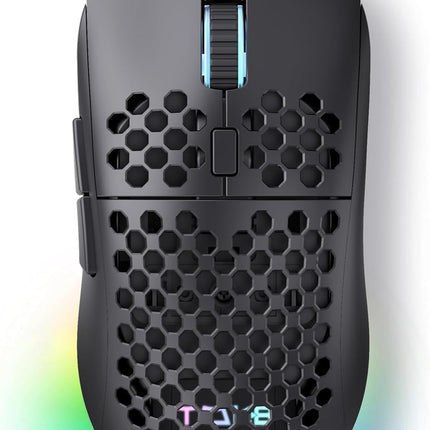 TMKB Falcon M1SE Ultralight Honeycomb Gaming Mouse, High-Precision 12800DPI Optical Sensor, 6 Programmable Buttons, Customizable RGB, Drag-Free Paracord, Ergonomic Wired Gaming Mouse - Matte Black