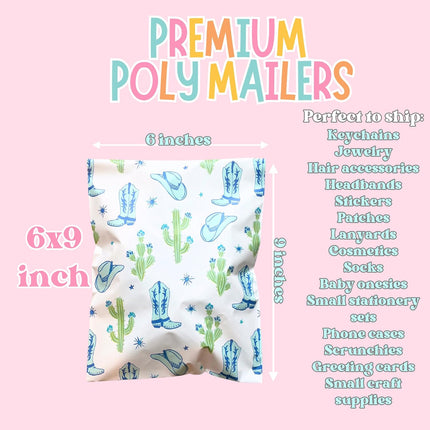 10x13 Colourful and Stylish 25 Pack Poly Mailer Bags with Unique Designs | Waterproof, Tear-Resistant, Durable Shipping Bags Ideal for Gifts, Small Businesses, and Secure Packaging | Western Cowboy