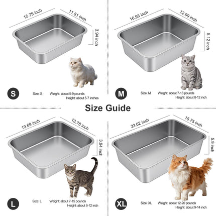 Stainless Steel High Sided Cat Litter Box