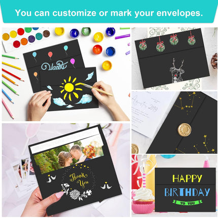 70 Packs of Invitation Envelopes, A2 Envelopes Black, Postcard Envelopes for 4.5x5.5 Cards, Envelopes for Invitations, Self Seal for Photos RSVP, Greeting Cards