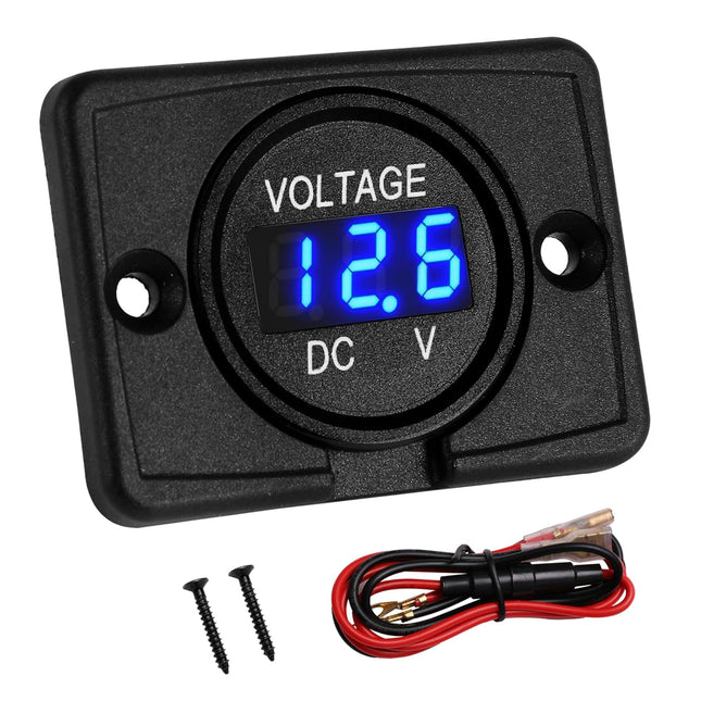 DC 24V 12V Voltage Gauge, Battery Voltage Meter, LED Volt Meter 12 Volt 24 Volt 36 Volt, Battery Monitor Blue Light