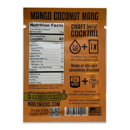 Mango Coconut Margarita Single Serve Craft Cocktail Mix