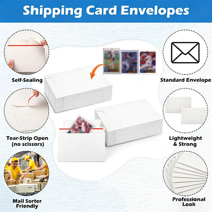 200 Pack Trading Card mailing Envelopes, 7" x 4.35" Self-Adhesive Rigid Cardboard Mailers for Semi-Rigid Sleeves, Toploaders and Card Protectors