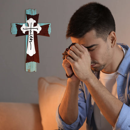Large Wooden Christian Wall Cross Religious Decor Art
