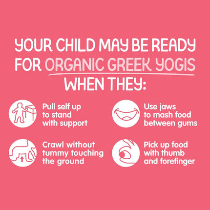 Happy Baby Organics Baby Snacks, Greek Yogis, Freeze Dried Yogurt & Fruit Snacks, Gluten Free Snack for Babies 9+ Months, Strawberry & Banana, 1 Ounce