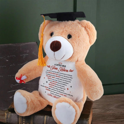 A Little Hug from Heaven - Personalized Graduation Teddy Bear 2026, Custom Memorial Graduation Gift for Son, Daughter from Dad, Mom - Sympathy Message Class of 2026 Bear from Heaven