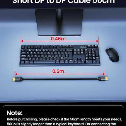 Silkland Short 54Gbps DisplayPort 2.1 Cable 1.5FT [VESA Certified], DP 2.1 Cable [16K@30Hz, 8K@120Hz, 4K@240Hz, 2K@360Hz] HDR, DSC 1.2a, Compatible FreeSync G-Sync Gaming Monitor 4090 3090Ti 7900XTX