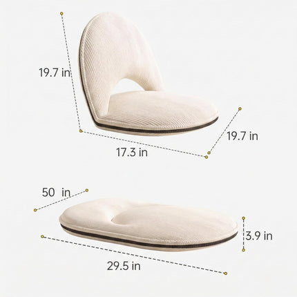 Foldable White Adjustable Floor Chairs with Back Support, Tatami Style Folding Floor Chair for Bedroom, Bay Window, Balcony, Living Room or Bedside – Single Seat Floor Lounger with Backrest Cushion