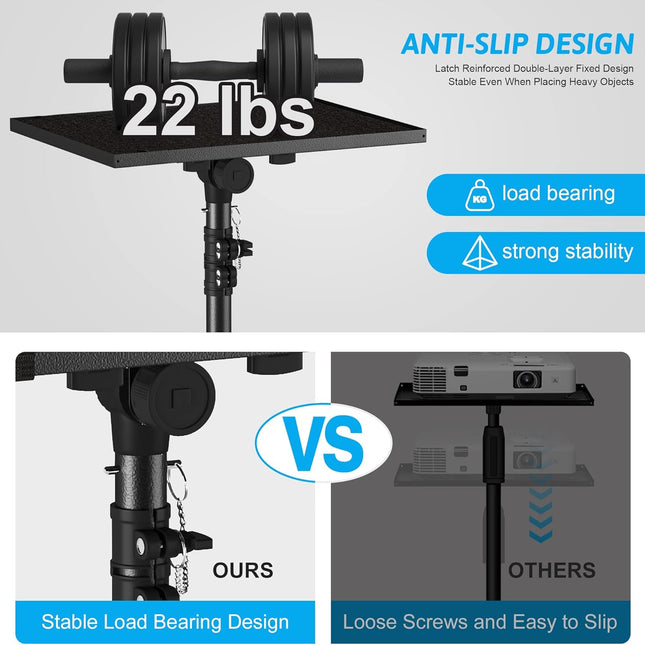 Projector Stand Tripod Adjustable, Laptop Height from 23.5 to 46.5 inches with Gooseneck Phone Holder - photo 2