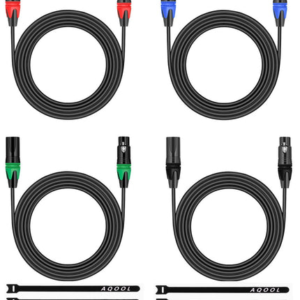 XLR Cables 25ft 4 Pack, Balanced Microphone Cable Gold-Plated 3 Pin