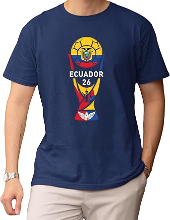 Ecuador 26 Soccer Shirt - 2026 International Football Country Fan T Shirt, Navy, Medium