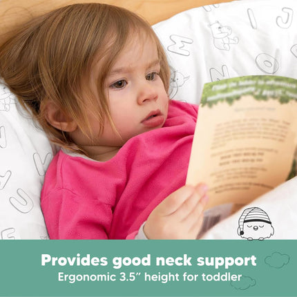 Toddler Pillow with Pillowcase - 13x18 My Little Dreamy Kids Travel Bed Pillows for Sleeping, Organic Cotton Small Pillowcase, Soft & Breathable, Machine Washable, Toddlers 2-5 years old (ABC Land)