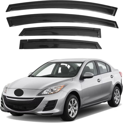 IG Window Visors Fit for 2010-2013 Mazda 3 Sedan, Out-Channel Rain Guards Vent Wind Deflectors 4PC, Car Accessories for 10-13 Mazda 3 Sedan (Excludes Hatchback)