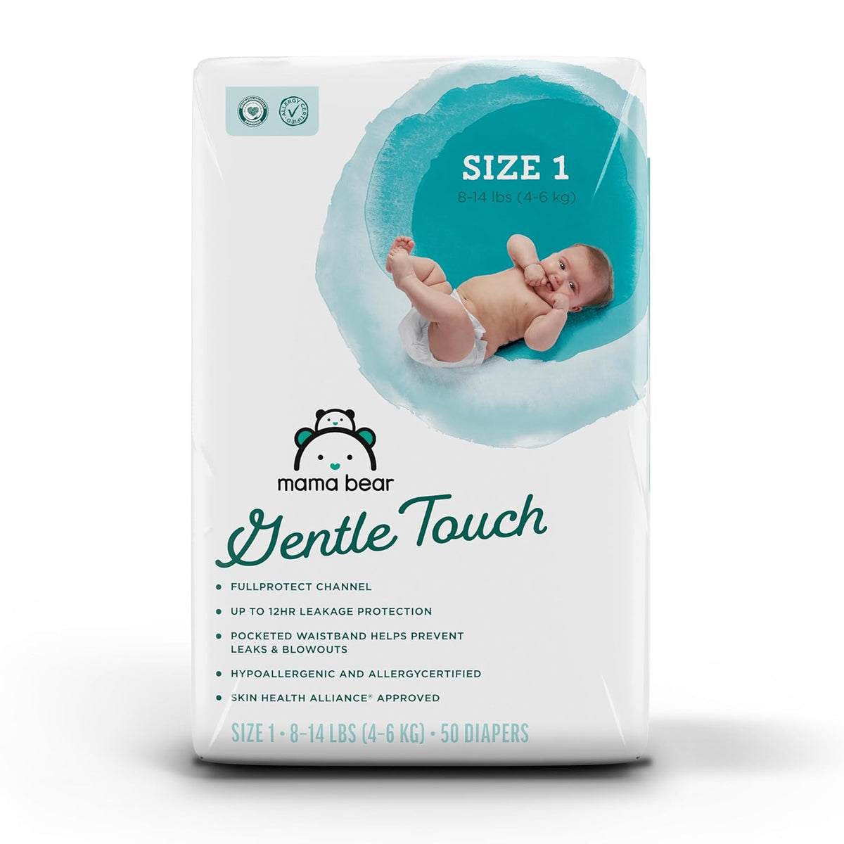 Gentle Touch Diapers, Hypoallergenic, Leakage Protection, Size 1, 50 Count