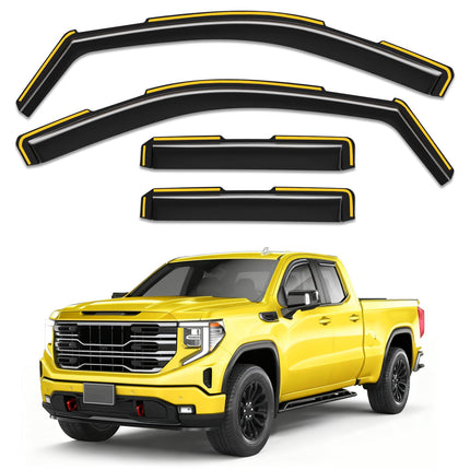 in-Channel Extra Durable Window Rain Guards for Chevy Silverado/GMC Sierra 1500 2019-2026 Crew Cab,Window Deflectors,Vent Visors,Side Window Shades, Truck Accessories-4pcs