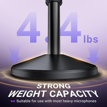 FIFINE Desktop Microphone Stand, Adjustable Heavy Duty Weighted Base Tabletop Mic Stand with Twist Clutch & 3/8'' to 5/8'' Screw, for Streaming, Gaming,Recording-BS2