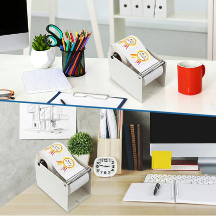 Label Sticker Roll Dispenser Manual Label Dispenser Adjustable Metal Sticker Roll Holder for Multiple Rolls in Home Office Business Tabletop