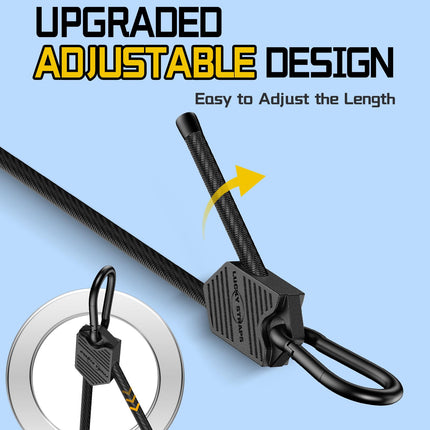 Lucky Straps 48" Black Adjustable Carabiner Bungee Cords with Hooks, 8 Pack