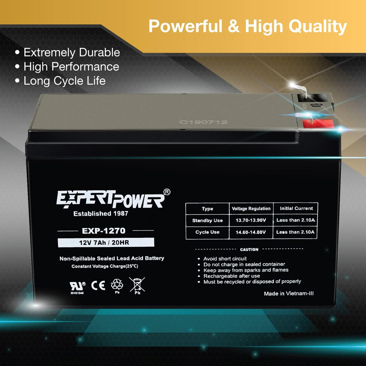 12V 7Ah - SLA Rechargeable 12V Battery for Ride-On Toys, Alarm System, UPS, EPS, Feeder, Exit Sign - photo 4