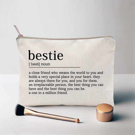 Bestie Makeup Case Best Friend Cosmetic Bag for Her for Sister Birthday Toiletry Bag Gift Motivation Quotes Sister Gift Bestie College Roommate Gfit (Bestie)