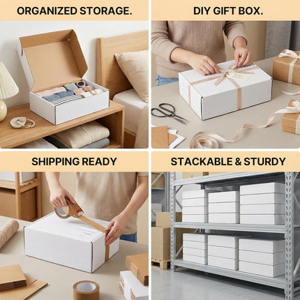 8x6x2 inches Small White Shipping Boxes 25 Pack，Corrugated Cardboard Gift Boxes，Mailing Boxes for Small Business Packing and Storage